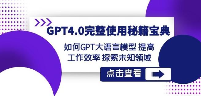 GPT4.0完整使用-秘籍宝典：如何GPT大语言模型提高工作效率探索未知领域-闲赋网