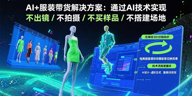 AI+服装带货解决方案：通过AI技术实现 不出镜/不拍摄/不买样品/不搭建场地-闲赋网