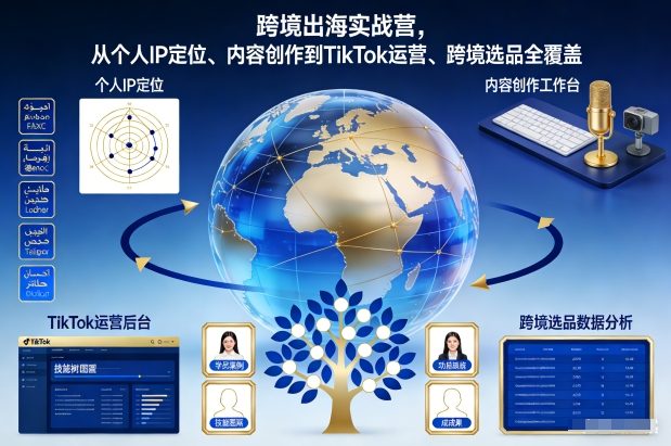 跨境出海实战营，从个人IP定位、内容创作到TikTok运营、跨境选品全覆盖-闲赋网