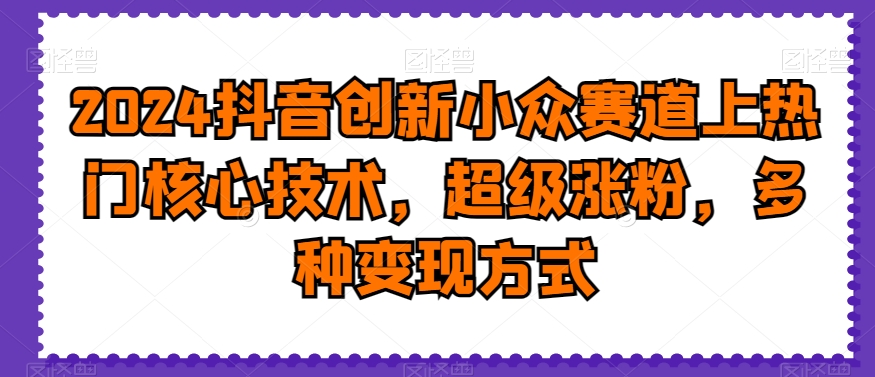 2024抖音创新小众赛道上热门核心技术，超级涨粉，多种变现方式【揭秘】-闲赋网