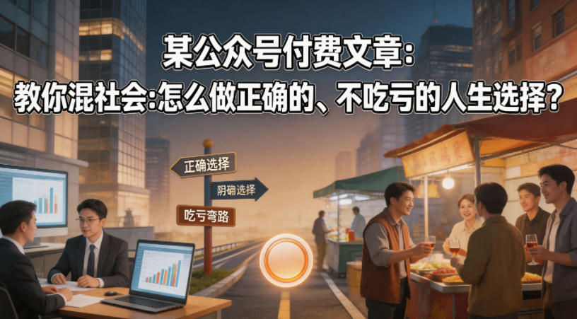 某公众号付费文章：教你混社会：怎么做正确的、不吃亏的人生选择？-闲赋网