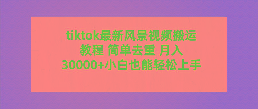 (9804期)tiktok最新风景视频搬运教程 简单去重 月入30000+附全套工具-闲赋网