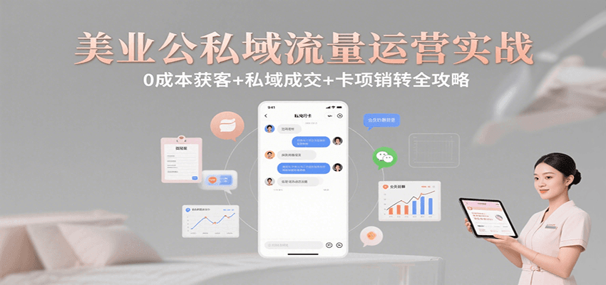 美业公私域流量运营实战：0成本获客+私域成交+卡项销转全攻略-闲赋网