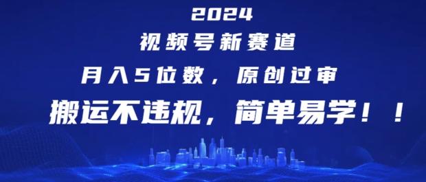 2024视频号新赛道，月入5位数+，原创过审，搬运不违规，简单易学【揭秘】-闲赋网