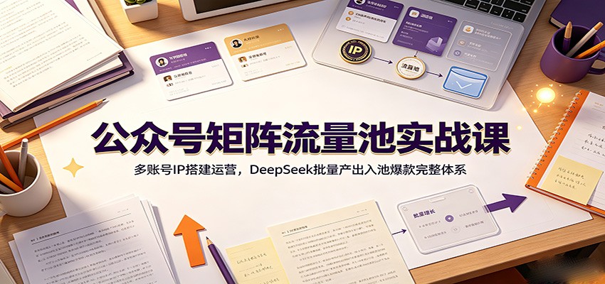 公众号矩阵流量池实战课：多账号IP搭建运营，DeepSeek批量产出入池爆款完整体系-闲赋网