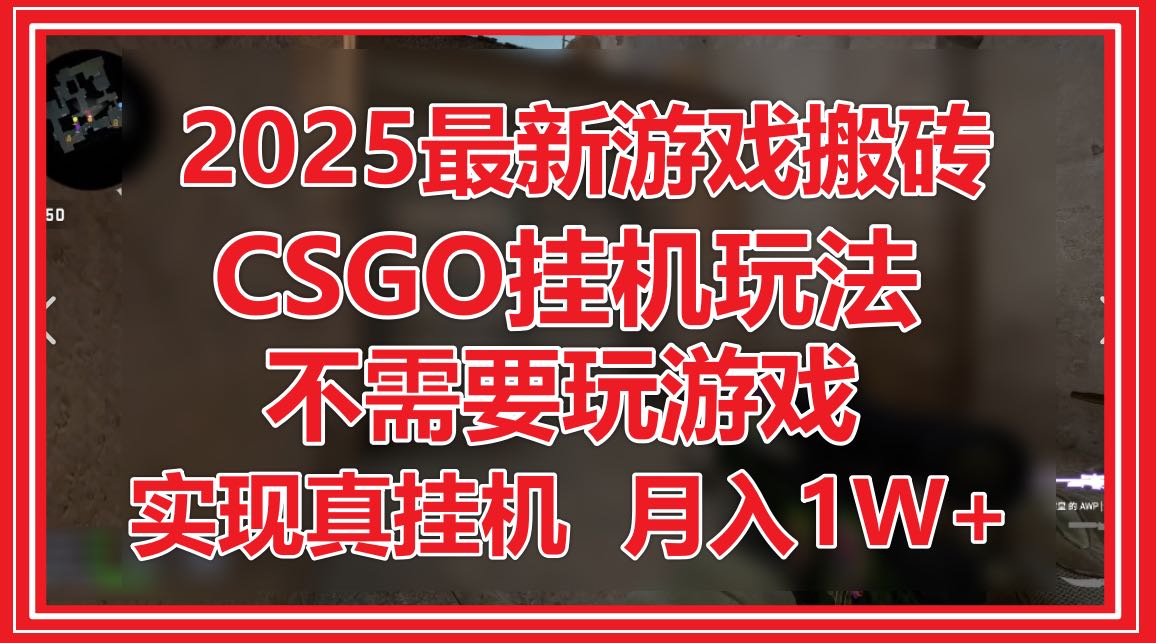 2025最新游戏搬砖，CSGO挂机，不需要玩游戏，实现真挂机，月入1W+-闲赋网