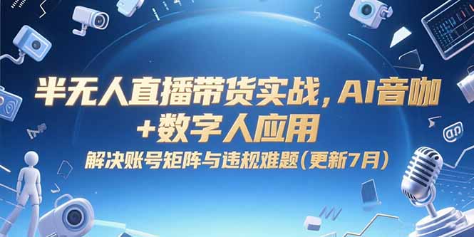半无人直播带货实战，AI音咖+数字人应用 解决账号矩阵与违规难题(更新7月-闲赋网