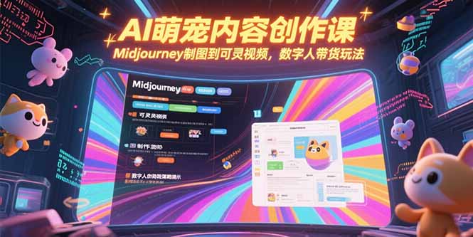 AI萌宠内容创作课，Midjourney制图到可灵视频，数字人带货玩法-闲赋网