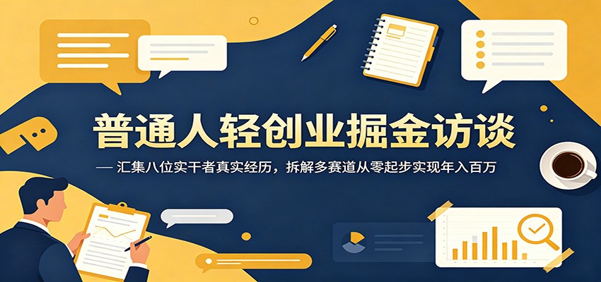 普通人轻创业掘金访谈：汇集八位实干者真实经历，拆解多赛道从零起步实现年入百万-闲赋网