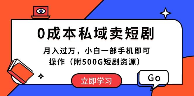 0成本私域卖短剧，月入过万，小白一部手机即可操作(附500G短剧资源-闲赋网