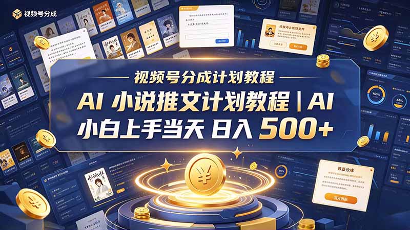87134891a70f22575aee34c61ea34317.jpeg 最新视频号分成计划教程|AI 小说推文,小白上手当天日入 500+