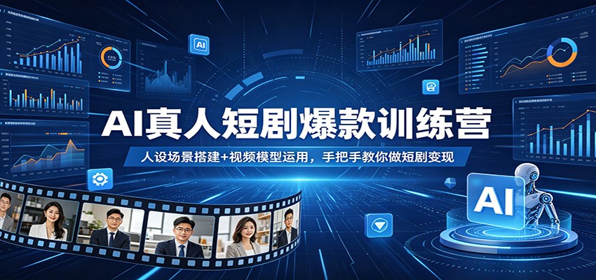 AI真人短剧爆款训练营：人设场景搭建+视频模型运用，手把手教你做短剧变现-闲赋网