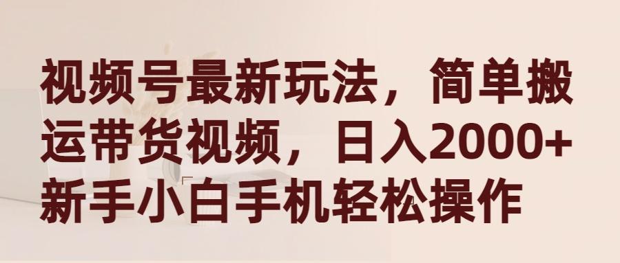 (9486期)视频号最新玩法，简单搬运带货视频，日入2000+，新手小白手机轻松操作-闲赋网