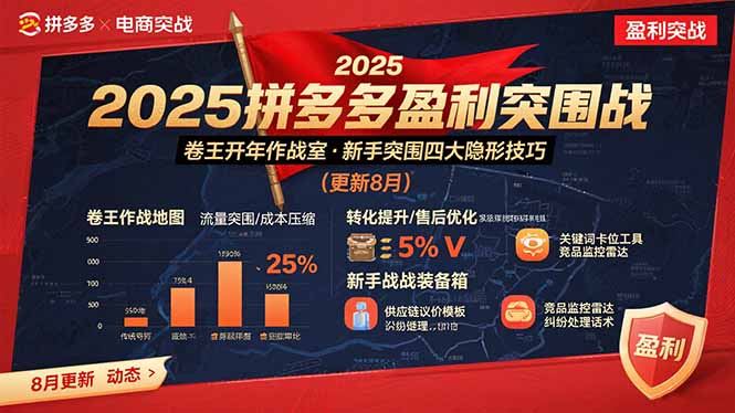 2025拼多多盈利突围战：卷王开年作战室，新手突围四大隐形技巧(更新8月-闲赋网