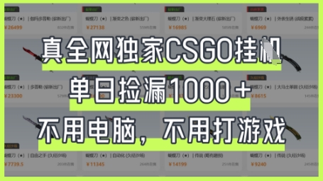 真全网独家CSGO挂G，单日捡漏1k+【揭秘】-闲赋网