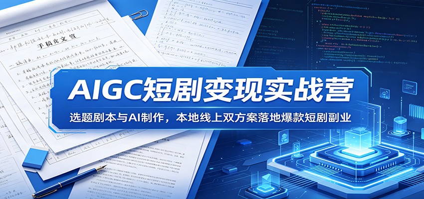 AIGC短剧变现实战营：选题剧本与AI制作，本地线上双方案落地爆款短剧副业-闲赋网