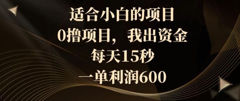 适合小白的项目，0撸项目，我出资金，每天15秒，一单利润600-闲赋网