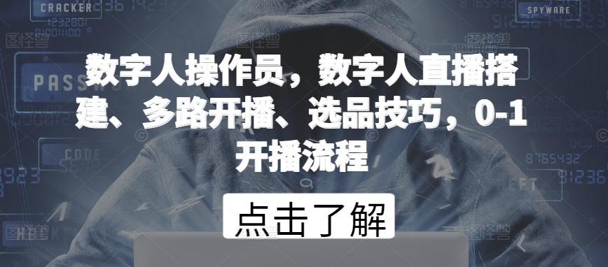 数字人操作员，数字人直播搭建、多路开播、选品技巧，0-1开播流程-闲赋网