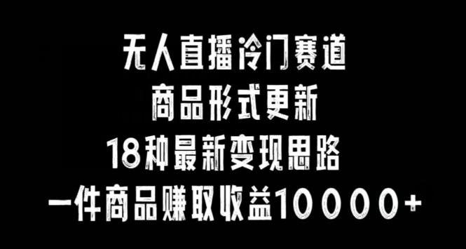 无人直播冷门赛道，商品形式更新，18种变现思路，一件商品赚取收益10000+【揭秘】-闲赋网