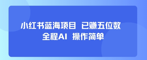 小红书蓝海项目，全程AI，操作简单，已挣五位数-闲赋网