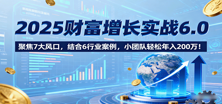 2025财富增长实战6.0，聚焦7大风口，结合6行业案例，小团队轻松年入200万！-闲赋网
