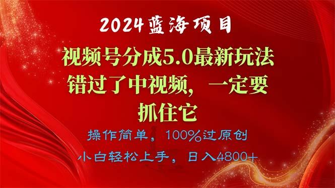 2024蓝海项目，视频号分成计划5.0最新玩法，错过了中视频，一定要抓住…-闲赋网