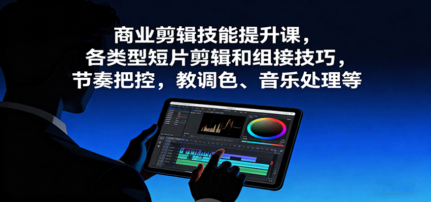 商业剪辑技能提升课，各类型短片剪辑和组接技巧，节奏把控，教调色、音乐处理等-闲赋网