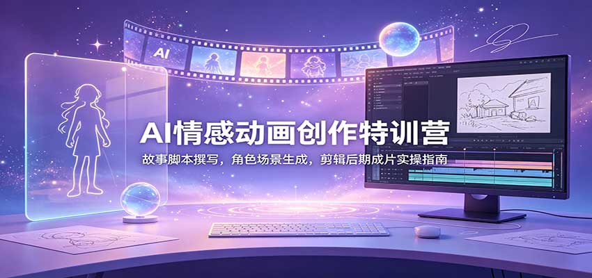 AI情感动画创作特训营：故事脚本撰写，角色场景生成，剪辑后期成片实操指南-闲赋网