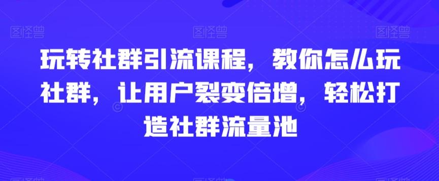 玩转社群引流课程，教你怎么玩社群，让用户裂变倍增，轻松打造社群流量池-闲赋网