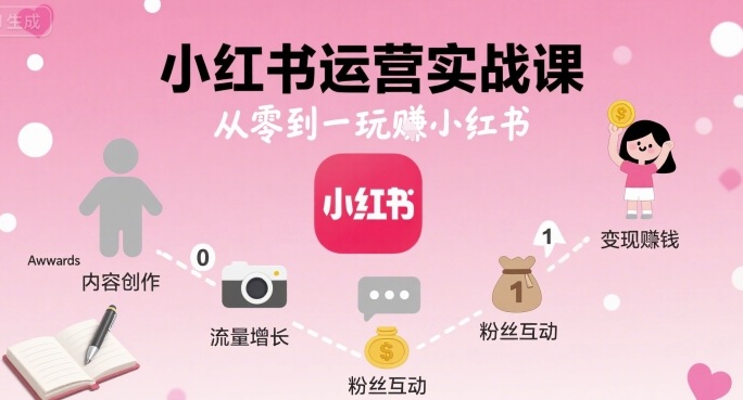 小红书运营实战课，从零到一玩賺小红书-闲赋网