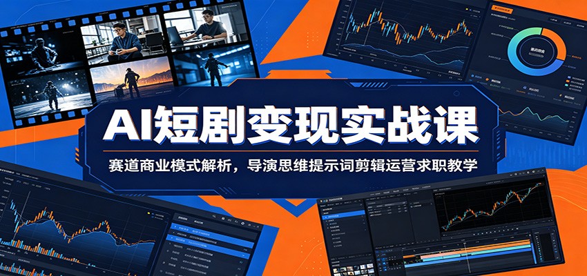 AI短剧变现实战课：赛道商业模式解析，导演思维提示词剪辑运营求职教学-闲赋网