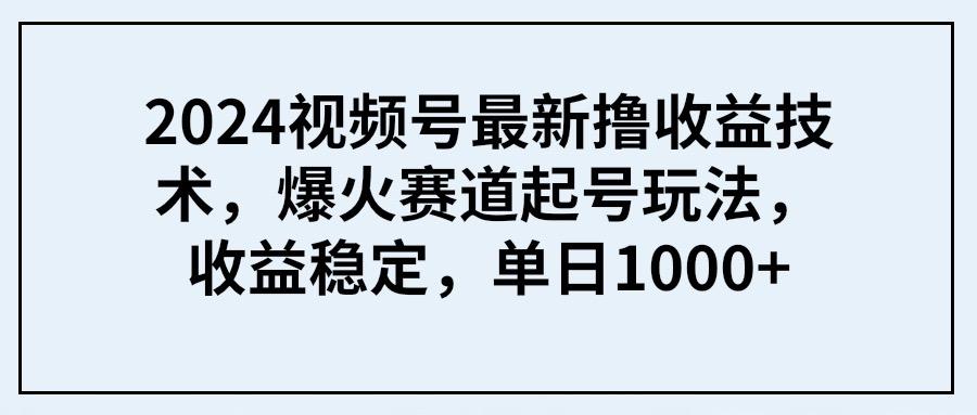 (9651期) 2024视频号最新撸收益技术，爆火赛道起号玩法，收益稳定，单日1000+-闲赋网