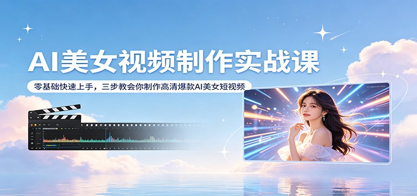 AI美女视频制作实战课:零基础快速上手,三步教会你制作高清爆款AI美女短视频-闲赋网