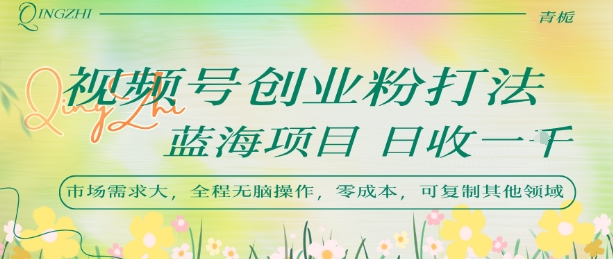 视频号创业粉打法，日入1k，蓝海项目，市场需求大，全程无脑操作，可复制-闲赋网