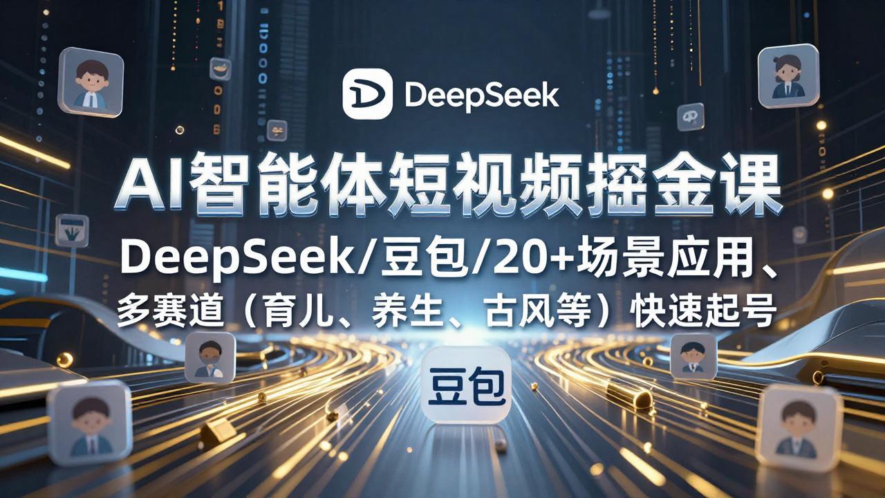 AI智能体短视频掘金课，DeepSeek/豆包/20+场景应用、多赛道(育儿、养生、古风等-闲赋网