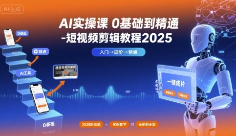 AI实操课0基础到精通-短视频剪辑教程2025-闲赋网