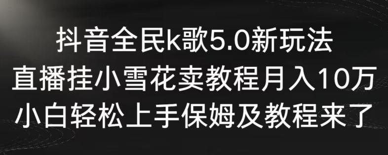 抖音全民k歌5.0新玩法，直播挂小雪花卖教程月入10万，小白轻松上手，保姆及教程来了【揭秘】-闲赋网
