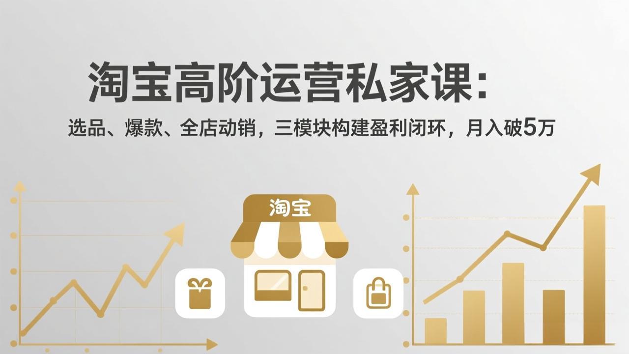 淘宝高阶运营私家课：选品、爆款、全店动销，三模块构建盈利闭环，月入破5万(更新26年2月-闲赋网