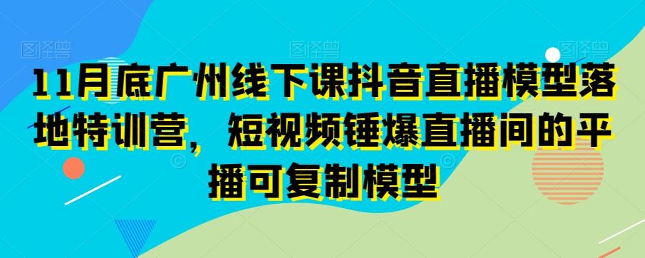 11月底广州线下课抖音直播模型落地特训营，短视频锤爆直播间的平播可复制模型-闲赋网