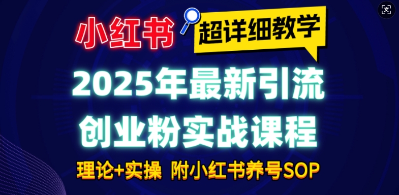 2025年最新小红书引流创业粉实战课程【超详细教学】小白轻松上手，月入1W+，附小红书养号SOP-闲赋网