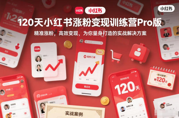 120天小红书涨粉变现训练营Pro版，​精准涨粉，高效变现​，为你量身打造的实战解决方案-闲赋网