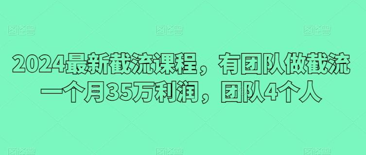 2024最新截流课程，有团队做截流一个月35万利润，团队4个人-闲赋网
