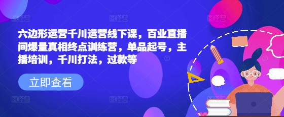 六边形运营千川运营线下课，百业直播间爆量真相终点训练营，单品起号，主播培训，千川打法，过款等-闲赋网