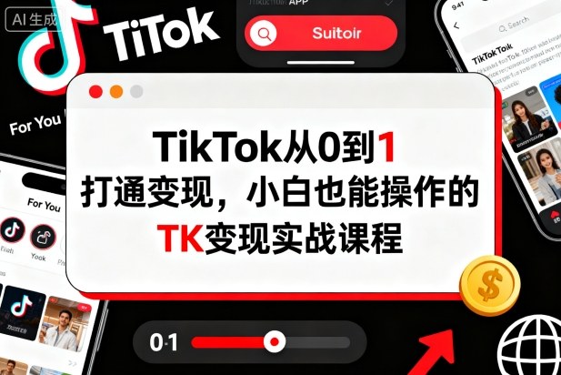 TikTok从0到1打通变现，小白也能操作的TK变现实战课程-闲赋网