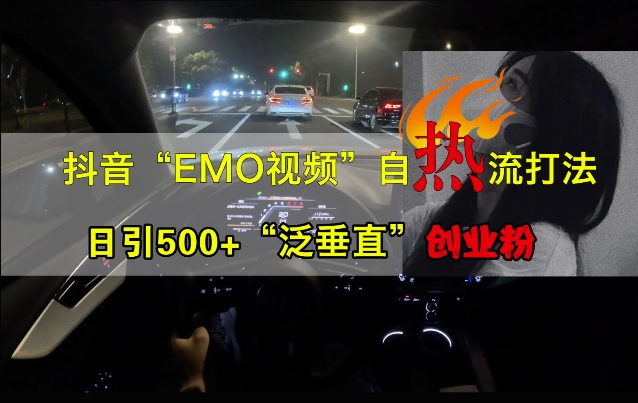 抖音EMO视频自热打法，日引500+“泛垂直”创业粉-闲赋网