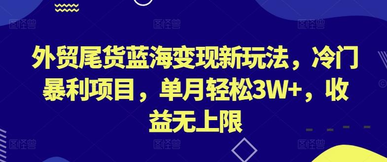 外贸尾货蓝海变现新玩法，冷门暴利项目，单月轻松3W+，收益无上限【揭秘】-闲赋网