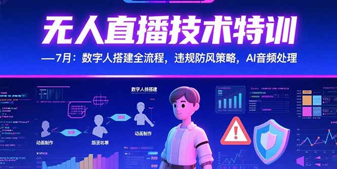 无人直播技术特训-7月：数字人搭建全流程，违规防风策略，AI音频处理-闲赋网
