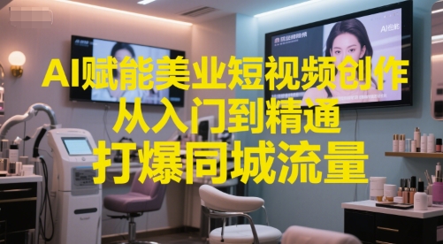 AI赋能美业短视频创作，从入门到精通，打爆同城流量，超级AI工具短视频实操落地-闲赋网