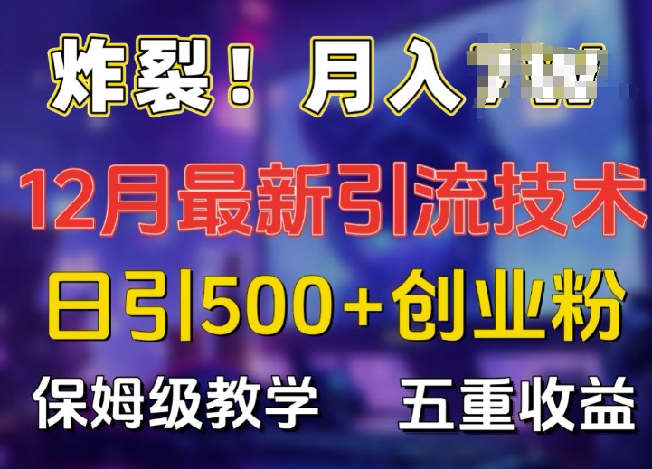 炸裂!揭秘12月最新日引流500+精准创业粉，多重收益保姆级教学-闲赋网
