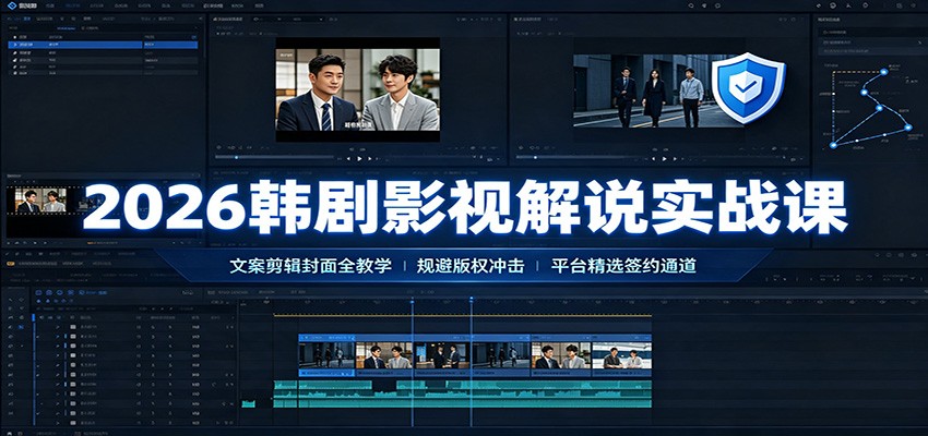 2026韩剧影视解说实战课：文案剪辑封面全教学，规避版权冲击平台精选签约通道-闲赋网